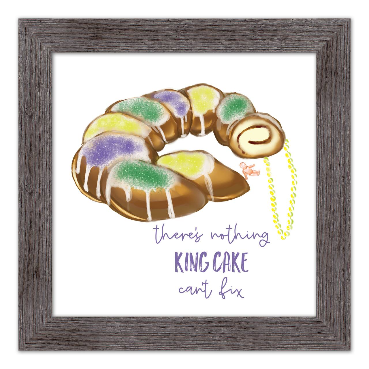 Nothing King Cake Can't Fix Western Gray Framed Print